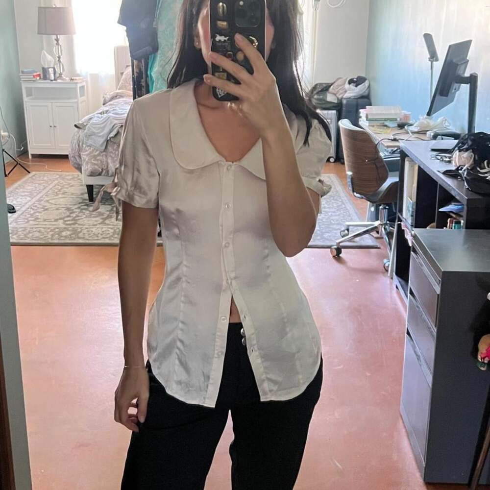 Bebe Women's White and Cream Blouse